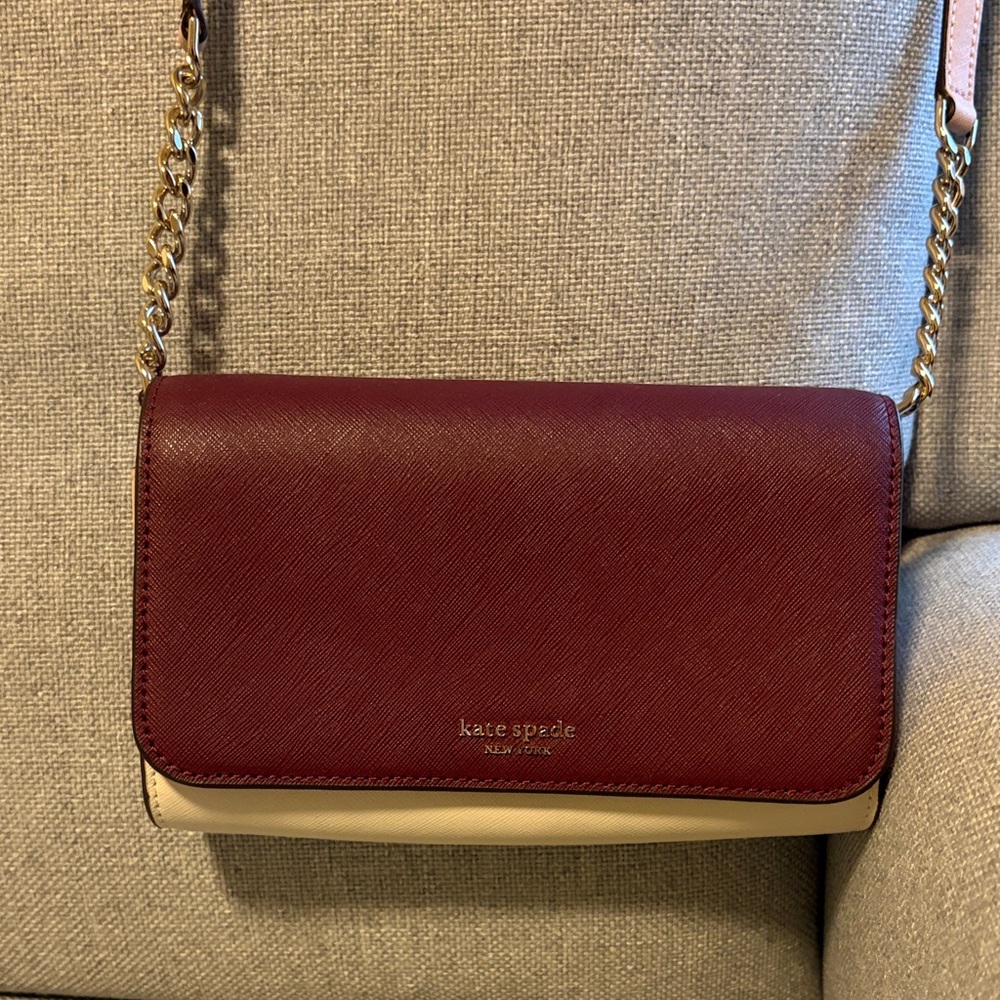kate spade Two-Tone Burgundy and Cream Chain Crossbody